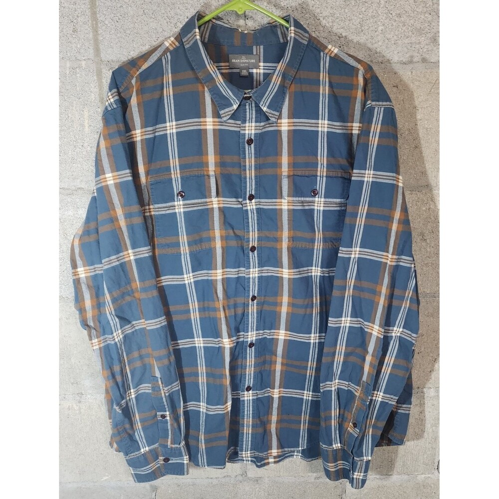 LL Bean Signature Slim Fit Men's Button-Up Plaid Shirt Size XXL